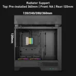 DeepCool CL6600 ATX Case With Preinstalled 360mm Liquid Cooler & Dual ARGB Fans, Split Chamber Design, 413mm GPU Support, FDB Fans, High Airflow Tempered Glass | WOOD/Black - Image 9