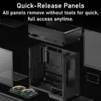 DeepCool CL6600 ATX Case With Preinstalled 360mm Liquid Cooler & Dual ARGB Fans, Split Chamber Design, 413mm GPU Support, FDB Fans, High Airflow Tempered Glass | WOOD/Black - Image 12