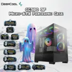 DeepCool CG380 3F Micro-ATX Panoramic Case, 3x ARGB Built-in Fans, Tempered Glass, USB-C Gen2, 360mm Radiator, 410mm GPU Clearance, Reverse Connector Support | BLACK 