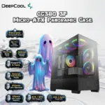 DeepCool CG380 3F Micro-ATX Panoramic Case, 3x ARGB Built-in Fans, Tempered Glass, USB-C Gen2, 360mm Radiator, 410mm GPU Clearance, Reverse Connector Support | BLACK 