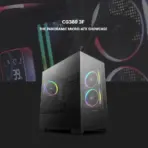 DeepCool CG380 3F Micro-ATX Panoramic Case, 3x ARGB Built-in Fans, Tempered Glass, USB-C Gen2, 360mm Radiator, 410mm GPU Clearance, Reverse Connector Support | BLACK  - Image 2