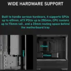 DeepCool CG380 3F Micro-ATX Panoramic Case, 3x ARGB Built-in Fans, Tempered Glass, USB-C Gen2, 360mm Radiator, 410mm GPU Clearance, Reverse Connector Support | BLACK  - Image 6