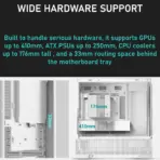 DeepCool CG380 3F DeepCool CG380 3F WH Micro-ATX Panoramic Case, 3x ARGB Built-in Fans, Tempered Glass, USB-C Gen2, 360mm Radiator, 410mm GPU Clearance, Reverse Connector Support | WHITE - Image 6