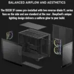 DeepCool CG330 3F Panoramic Micro-ATX Case, Dual-Chamber Airflow, 3 ARGB Build-in Fans, 410mm GPU Support, 360mm Radiator Support, 46mm Cable Space, Tempered Glass, Compact High Airflow Design | BLACK - Image 5