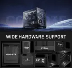 DeepCool CG330 3F Panoramic Micro-ATX Case, Dual-Chamber Airflow, 3 ARGB Build-in Fans, 410mm GPU Support, 360mm Radiator Support, 46mm Cable Space, Tempered Glass, Compact High Airflow Design | BLACK - Image 3