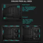 DeepCool CG330 3F Panoramic Micro-ATX Case, Dual-Chamber Airflow, 3 ARGB Build-in Fans, 410mm GPU Support, 360mm Radiator Support, 46mm Cable Space, Tempered Glass, Compact High Airflow Design | BLACK - Image 6