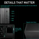 DeepCool CG330 3F Panoramic Micro-ATX Case, Dual-Chamber Airflow, 3 ARGB Build-in Fans, 410mm GPU Support, 360mm Radiator Support, 46mm Cable Space, Tempered Glass, Compact High Airflow Design | BLACK - Image 7