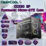 DeepCool CG330 3F Panoramic Micro-ATX Case, Dual-Chamber Airflow, 3 ARGB Build-in Fans, 410mm GPU Support, 360mm Radiator Support, 46mm Cable Space, Tempered Glass, Compact High Airflow Design | BLACK