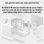 DeepCool CG330 3F WH Panoramic Micro-ATX Case, Dual-Chamber Airflow, 3 ARGB Build-in Fans, 410mm GPU Support, 360mm Radiator Support, 46mm Cable Space, Tempered Glass, Compact High Airflow Design | WHITE - Image 4