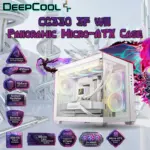 DeepCool CG330 3F WH Panoramic Micro-ATX Case, Dual-Chamber Airflow, 3 ARGB Build-in Fans, 410mm GPU Support, 360mm Radiator Support, 46mm Cable Space, Tempered Glass, Compact High Airflow Design | WHITE