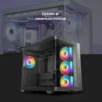 DeepCool CG530U 4F Curved Glass Dual-Chamber ATX Case, 4 ARGB Build-in Fans, 410mm GPU Support, 360mm Radiator Support, 45mm Cable Space, USB-C, High Airflow Showcase | BLACK - Image 2