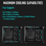 DeepCool CG530U 4F Curved Glass Dual-Chamber ATX Case, 4 ARGB Build-in Fans, 410mm GPU Support, 360mm Radiator Support, 45mm Cable Space, USB-C, High Airflow Showcase | BLACK - Image 5