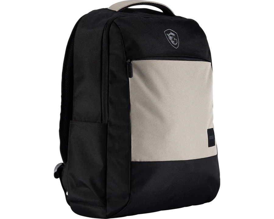 IMG_69d3a1530a32b.webp MSI Essential Backpack II 16 Inch Laptop Backpack Beige Black Polyester Water Repellent Wear Resistant Large Capacity Breathable Design Multi Compartment Travel Bag - Image 1