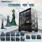 DeepCool CG580 4F V2 ATX Case with 270 Degree Tempered Glass, 4 ARGB Build-in Fans, 360mm Radiator Support, 410mm GPU Support, Type C, Single Chamber, 33mm Cable Management | BLACK