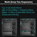 DeepCool CG580 4F V2 ATX Case with 270 Degree Tempered Glass, 4 ARGB Build-in Fans, 360mm Radiator Support, 410mm GPU Support, Type C, Single Chamber, 33mm Cable Management | BLACK - Image 4