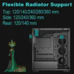 DeepCool CG580 4F V2 ATX Case with 270 Degree Tempered Glass, 4 ARGB Build-in Fans, 360mm Radiator Support, 410mm GPU Support, Type C, Single Chamber, 33mm Cable Management | BLACK - Image 5