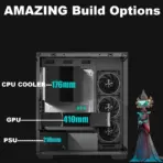 DeepCool CG580 4F V2 ATX Case with 270 Degree Tempered Glass, 4 ARGB Build-in Fans, 360mm Radiator Support, 410mm GPU Support, Type C, Single Chamber, 33mm Cable Management | BLACK - Image 6