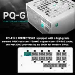 GamerStorm by DeepCool PQ1200G WH 1200W ATX 3.1 PCI-E 5.1 FULL-MODULAR Power Supply, 80 Plus Gold, 12V-2x6 600W GPU Ready, Japanese Capacitors, FDB Fan, Full Protections, 140mm Compact | WHITE - Image 2