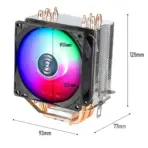 Power Train DL-130X RGB CPU Air Cooler with 4 Heatpipes, Copper Base, 2200RPM, 65CFM, Hydro Bearing, 22.5dBA Low Noise, Intel LGA1700 115X 1200, Compact 90mm RGB Fan | BLACK - Image 2