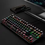 Bajeal K100 Black 87-Key Mechanical Gaming Keyboard Red Switch Full RGB Backlight Metal Panel Anti-Ghosting USB Wired Compact Layout Ergonomic Design For Windows PC Gamers - Image 3