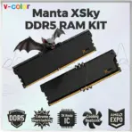 V-COLOR Manta XSky DDR5 32GB RAM Kit (2x16GB) 6400MHz CL32 1.40V SK Hynix Original IC Gaming Desktop Memory Module for AMD EXPO | BLACK ~ TMXSAO1664832KKK