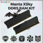 V-COLOR Manta XSky DDR5 32GB RAM Kit (2x16GB) 6400MHz CL32 1.40V SK Hynix Original IC Gaming Desktop Memory Module for AMD EXPO | BLACK ~ TMXSAO1664832KKK