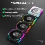 Jungle Leopard Interstellar V4 3-Pack 120mm ARGB Case Fans with LCD Core , 4-Pin PWM, Infinity Mirror, Daisy Chain, 61.54CFM, 29dBA, 600–2100RPM | BLACK ~ FORWARD  - Image 3