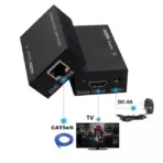 HDMI Extender Through LAN 60M Kit, Full HD 1080p Video & Audio Transmission Over Single Cat5e/Cat6 Cable, Plug & Play TX/RX Solution For AV, Projectors & Digital Signage - Image 3