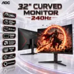 AOC 31.5-Inch Curved Gaming Monitor, FHD VA, 240Hz, 0.5ms MPRT, FreeSync Premium, 1500R, HDMI, DisplayPort, VGA, VESA | REFURB / 1 MONTH WARRANTY ~ C32G2ZE/BK 