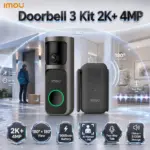 IMOU Doorbell 3 Kit 2K+ 4MP Panoramic Battery Video Doorbell With 5000mAh Battery, 180° × 180° Fisheye View, AI Human and Loitering Detection, Two-Way Talk, Chime and 512GB Storage