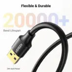 UGREEN 3 meters USB 3.0 Extension Cable, USB-A Male to Female, 5Gbps Data Transfer, Up to 2A Charging, Gold-Plated Connectors, Plug-and-Play | 30127 Black  - Image 7