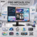 MSI PRO MP243L E14 23.8-Inch FHD 144Hz IPS Business Monitor, 1ms MPRT, HDR Ready, AMD FreeSync, PerfectEdge, EyesErgo, HDMI, VGA, VESA Mount & MSI Power Link