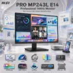 MSI PRO MP243L E14 23.8-Inch FHD 144Hz IPS Business Monitor, 1ms MPRT, HDR Ready, AMD FreeSync, PerfectEdge, EyesErgo, HDMI, VGA, VESA Mount & MSI Power Link