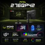 MSI MAG 276QP42 27-Inch Rapid IPS WQHD Gaming Monitor, 425Hz OC, 0.5ms GtG, DisplayHDR 400, Adaptive-Sync, HDMI 2.1, DP 1.4a, PS5/Xbox 120Hz & 110mm Height, Pivot, PIP/PBP - Image 2