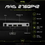 MSI MAG 276QP42 27-Inch Rapid IPS WQHD Gaming Monitor, 425Hz OC, 0.5ms GtG, DisplayHDR 400, Adaptive-Sync, HDMI 2.1, DP 1.4a, PS5/Xbox 120Hz & 110mm Height, Pivot, PIP/PBP - Image 8