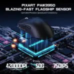 Attack Shark X3MAX Wireless Gaming Mouse – 49g, PAW3950MAX, 42,000 DPI, 750 IPS, 50G, 1000Hz, Tri-Mode, 200H Battery, Omron Optical Switches, PTFE Feet and Web Driver Support | BLACK  - Image 3
