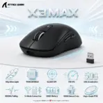Attack Shark X3MAX Wireless Gaming Mouse – 49g, PAW3950MAX, 42,000 DPI, 750 IPS, 50G, 1000Hz, Tri-Mode, 200H Battery, Omron Optical Switches, PTFE Feet and Web Driver Support | BLACK 