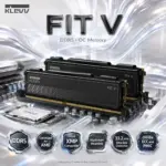 KLEVV FIT V DDR5 32GB (2x16GB) 5600MHz CL30 SK Hynix A-Die 1.25V OC Gaming Desktop RAM Memory, XMP 3.0 Compatible / Optimized for AMD Expo , Aluminum Heatsink | BLACK (KD5AGU880-56K300L)