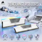 CORSAIR VENGEANCE RGB DDR5 RAM 32GB Kit (2x 16GB) 6000MHz CL36 1.35V (PC5 48000) 288-Pin AMD EXPO READY / Intel XMP 3.0 Compatible Computer Memory | WHITE CMH32GX5M2E6000Z36W