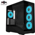 Schrapnel Scrobis 270° mATX Gaming Case, 4× 120mm RGB Built-in Fans, 270° Dual Tempered Glass, 415mm GPU, 360mm AIO, Back-Connect mATX, USB-C, ATX PSU Support | BLACK - Image 2