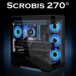 Schrapnel Scrobis 270° mATX Gaming Case, 4× 120mm RGB Built-in Fans, 270° Dual Tempered Glass, 415mm GPU, 360mm AIO, Back-Connect mATX, USB-C, ATX PSU Support | BLACK - Image 3