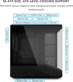 Schrapnel Scrobis 270° mATX Gaming Case, 4× 120mm RGB Built-in Fans, 270° Dual Tempered Glass, 415mm GPU, 360mm AIO, Back-Connect mATX, USB-C, ATX PSU Support | BLACK - Image 5