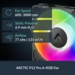ARCTIC Liquid Freezer III Pro 360 ARGB CPU Cooler – 38mm Radiator, 3× P12 Pro 3000RPM Fans, 77 CFM, 6.9mmH₂O, VRM Fan & MX-6 | ACFRE00184A - Image 3
