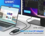 ONTEN OTN-UC915 USB-C to Dual DP Adapter with USB-C Uplink, Dual DisplayPort Outputs, 4K@60Hz Resolution Support and Multi-Stream Transport (MST) - Image 2