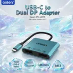 ONTEN OTN-UC915 USB-C to Dual DP Adapter with USB-C Uplink, Dual DisplayPort Outputs, 4K@60Hz Resolution Support and Multi-Stream Transport (MST)