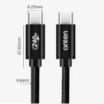 ONTEN OTN-CC201 USB-C to USB-C PD 240W Super Fast Charging Data Cable 1M – Aluminum Alloy Connectors With Durable Nylon Braided Cable - Image 2