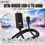 ONTEN OTN-9582B USB-C to HDMI 2.0 Cable – 1.8M, 4K@60Hz, DP Alt Mode, Deep Color, Digital Multi-Channel Audio, Plug & Play
