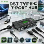 PIVA DS7 USB-C 7-Port Hub – 4K 60Hz HDMI, 100W PD, 32-Bit/384kHz Audio, USB 3.1 5120Mbps, Gigabit Ethernet, Dual Type-C & 40cm Braided Cable