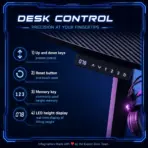 Schrapnel Gradus RGB Electric Adjustable Gaming Desk, 160cm Width Carbon Fiber/Wood Sit-Stand Computer Table with 72–117cm Lift, USB Socket, Cup Holder, Hook & 3 Memory Presets | BLACK - Image 11