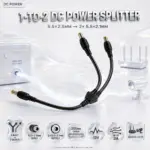 DC 1-to-2 Y-Splitter Power Cable – 5.5 × 2.5mm Male to Dual 5.5 × 2.1mm Male, 200mm, Up to 3A at 12V for Mini UPS, Routers & CCTV Cameras